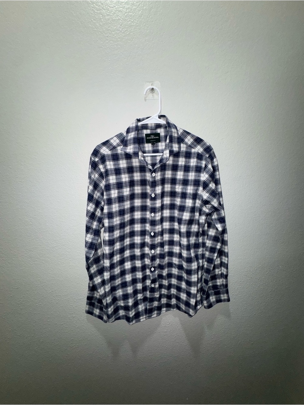 Rodd & Gunn Navy and White Check Cotton Button-Down Shirt